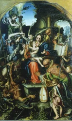 Holy Family with Saint Michael the Archangel and the Devil Disputing Souls